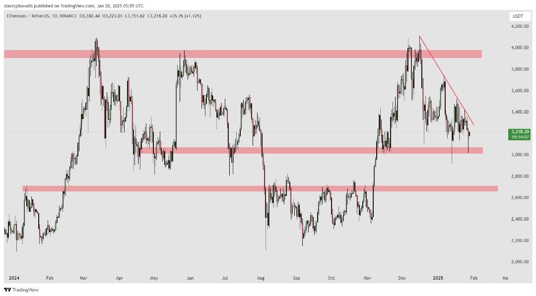 ETHEREUM (ETHUSD) support and resistance 1D 28.01.2025