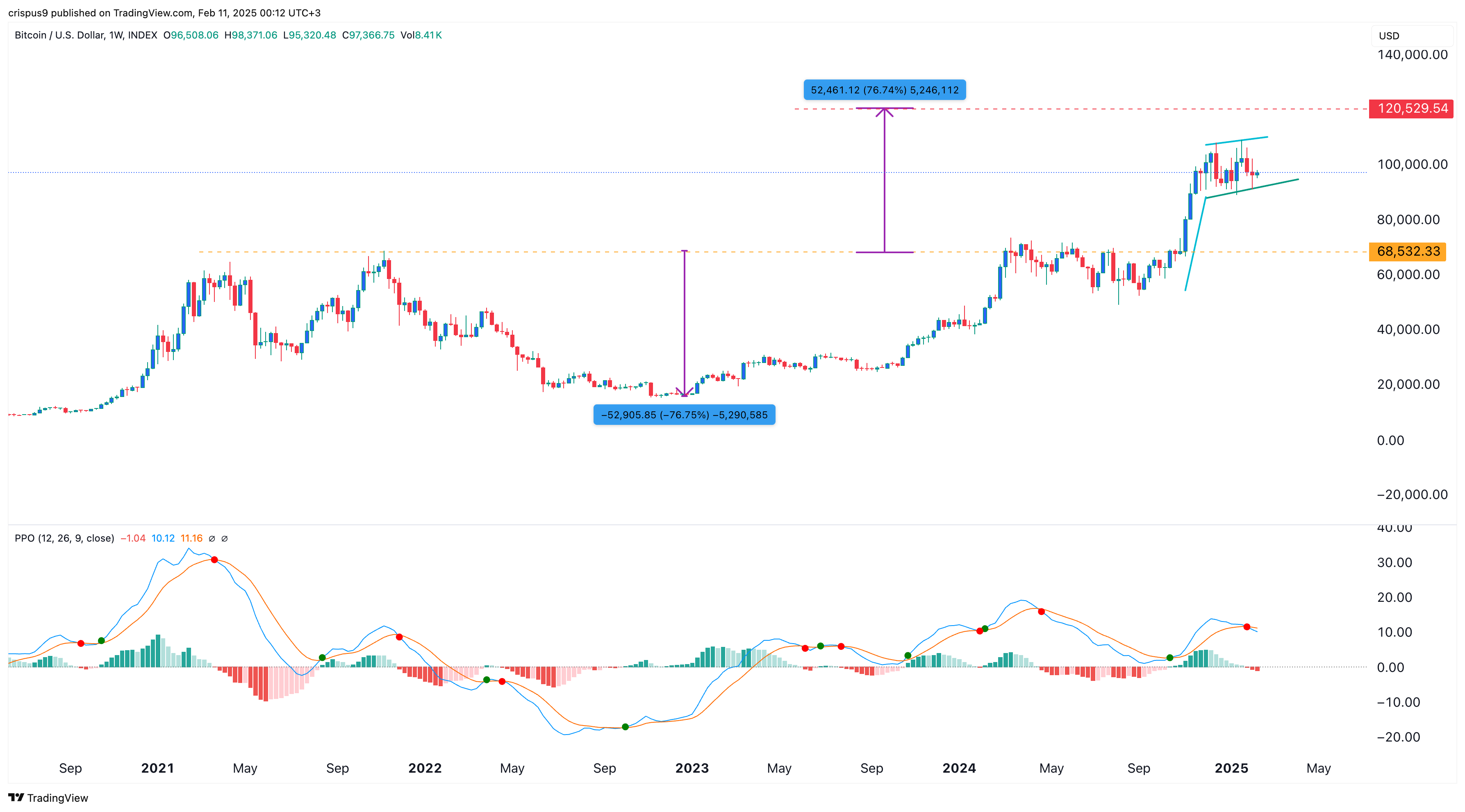 Bitcoin price chart 11.02.2025