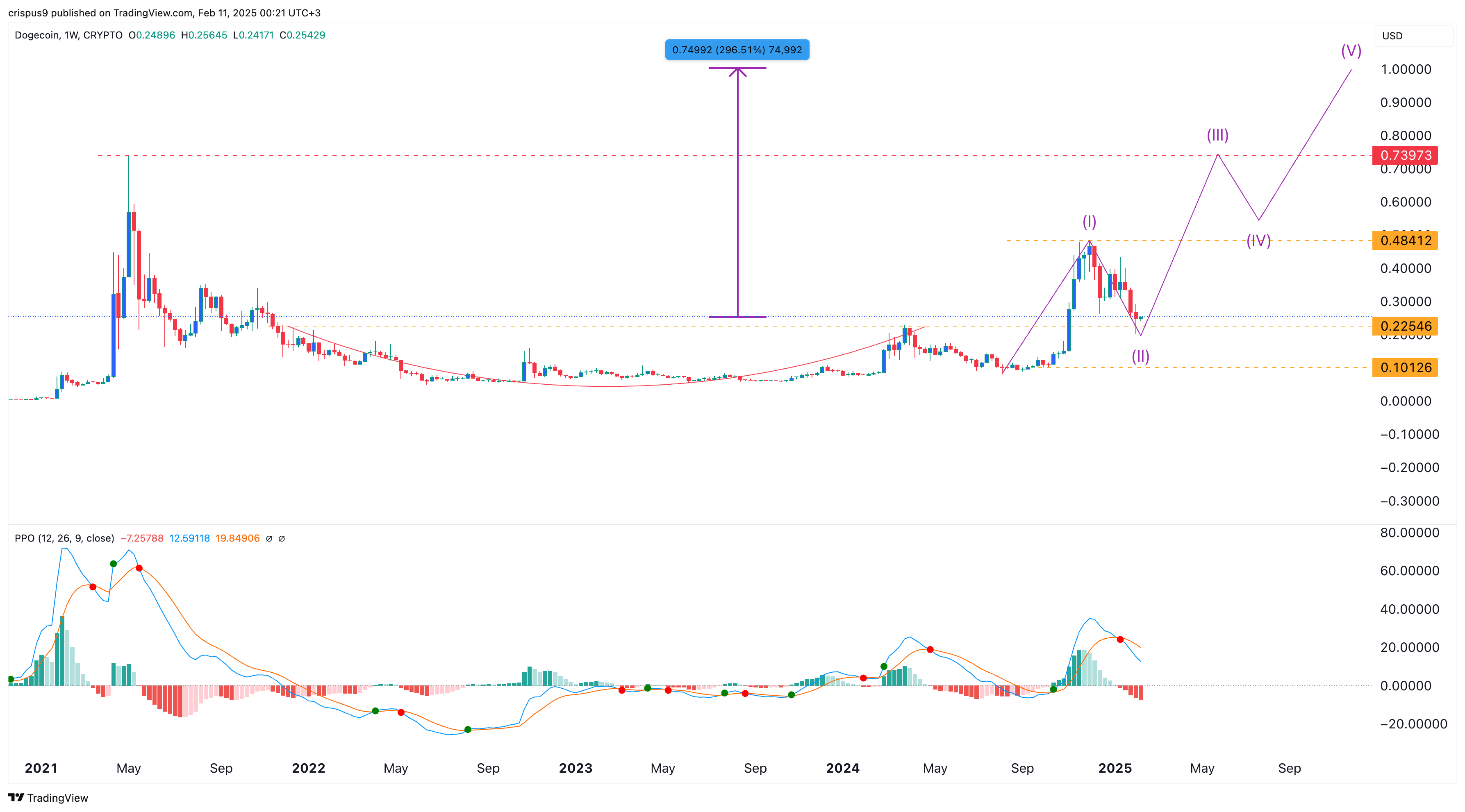 Dogecoin price chart 11.02.2025