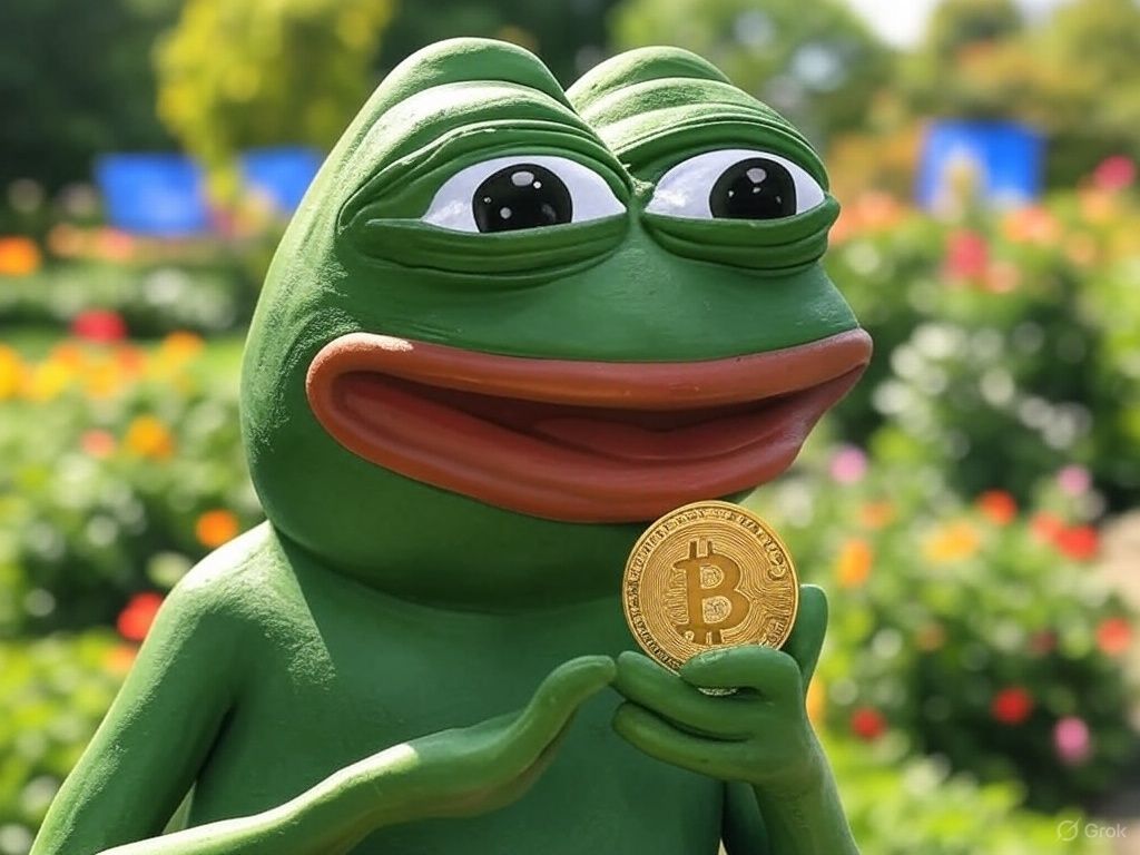 image of a pepe with bitcoin