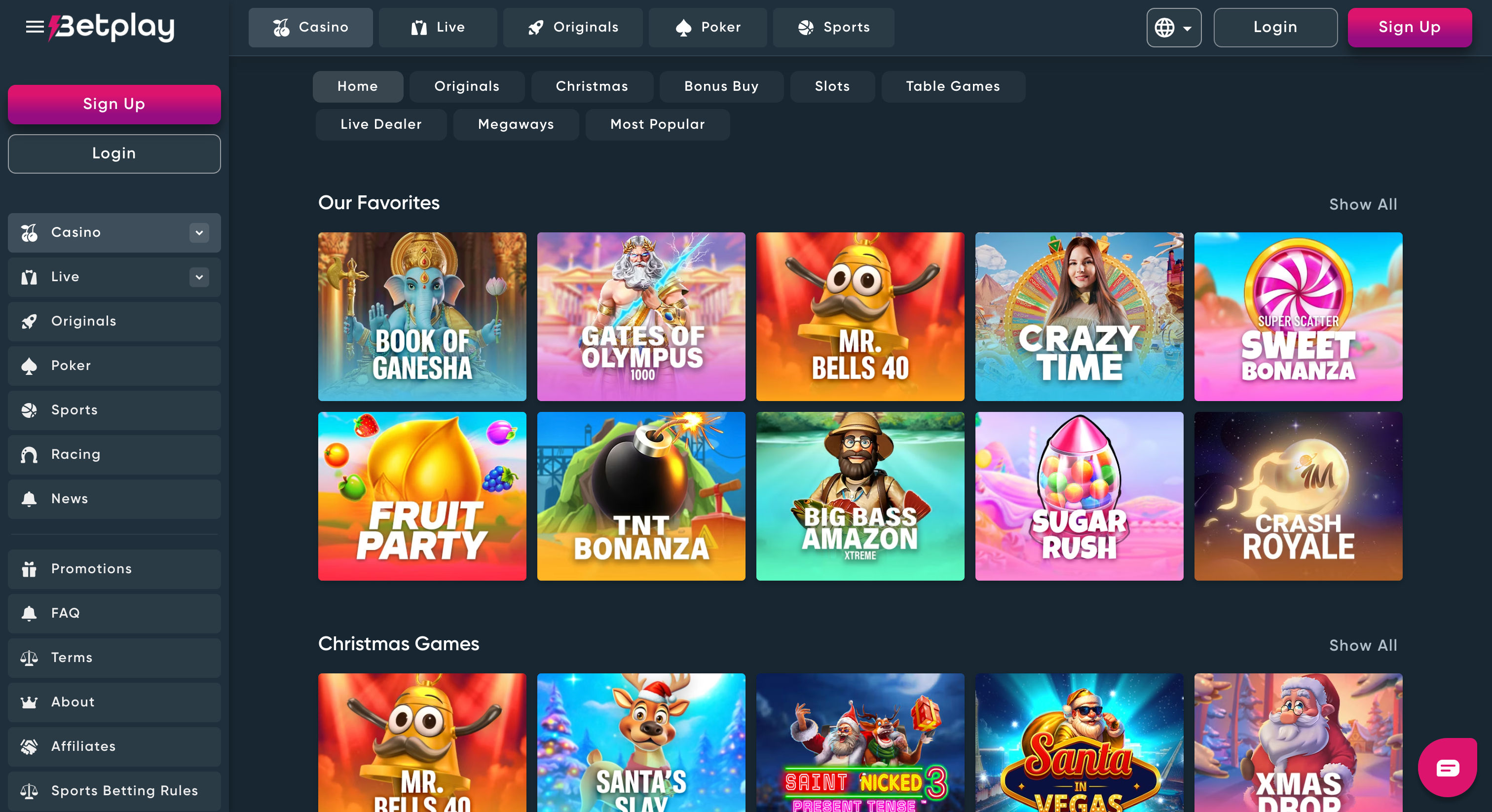 Betplay game selection