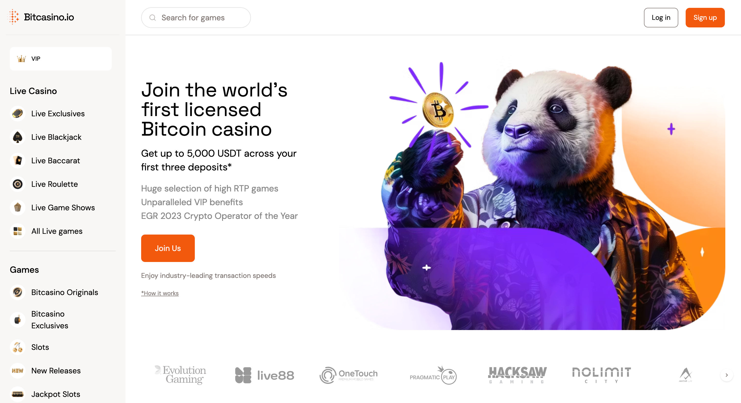 Bitcasino Desktop