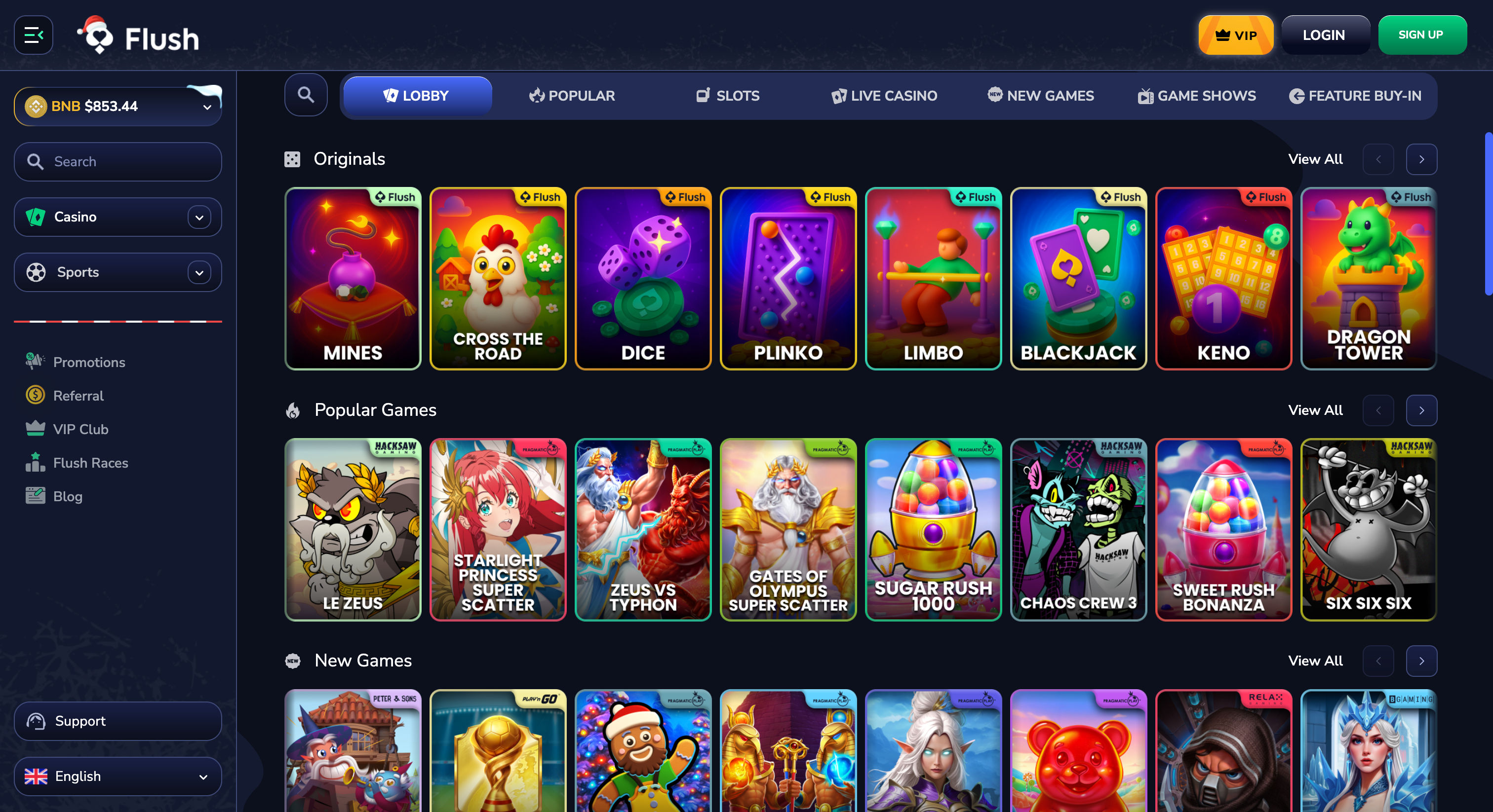 Flush Casino Game Selection