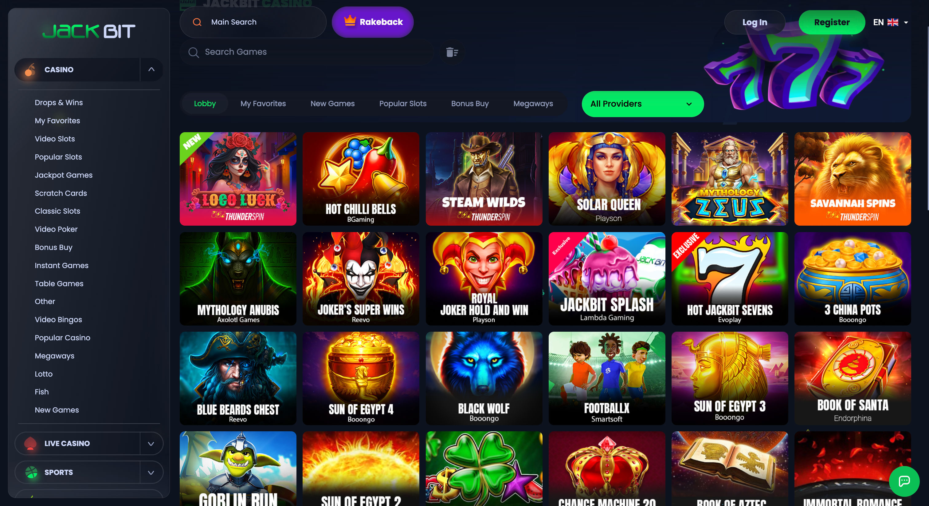 Jackbit Game Selection