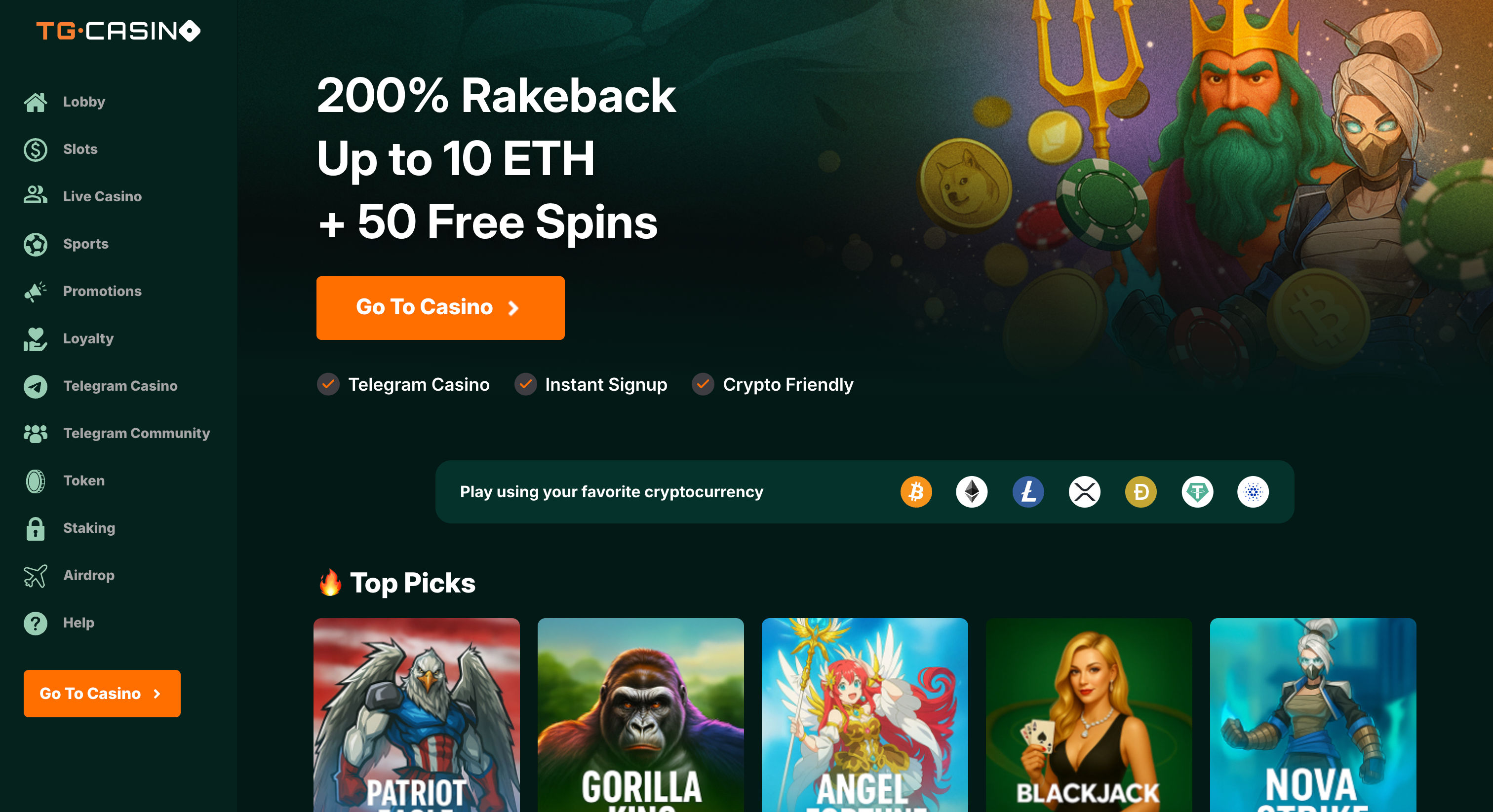 TG Casino Homepage
