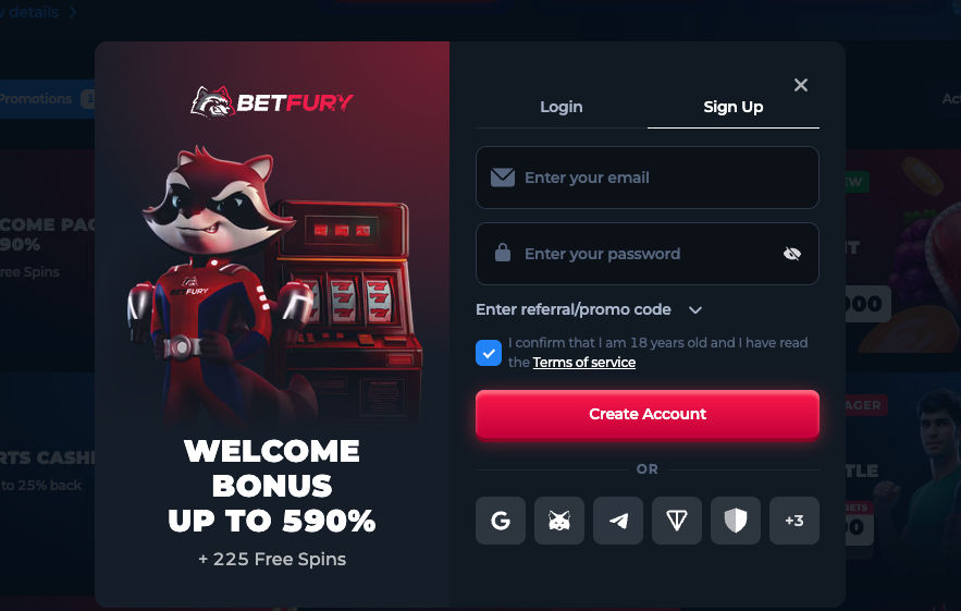 Betfury Sign Up