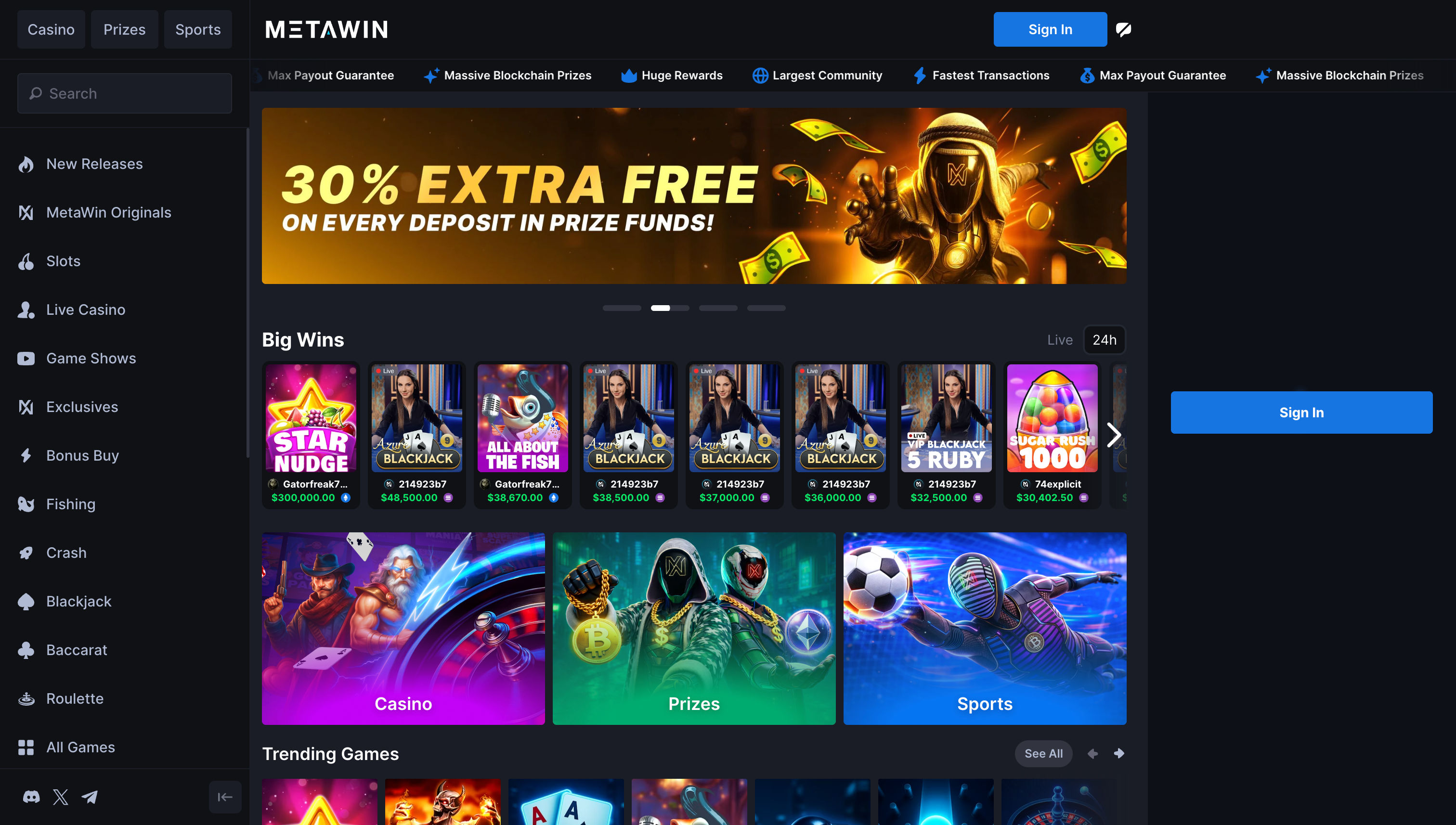 metawin review homepage