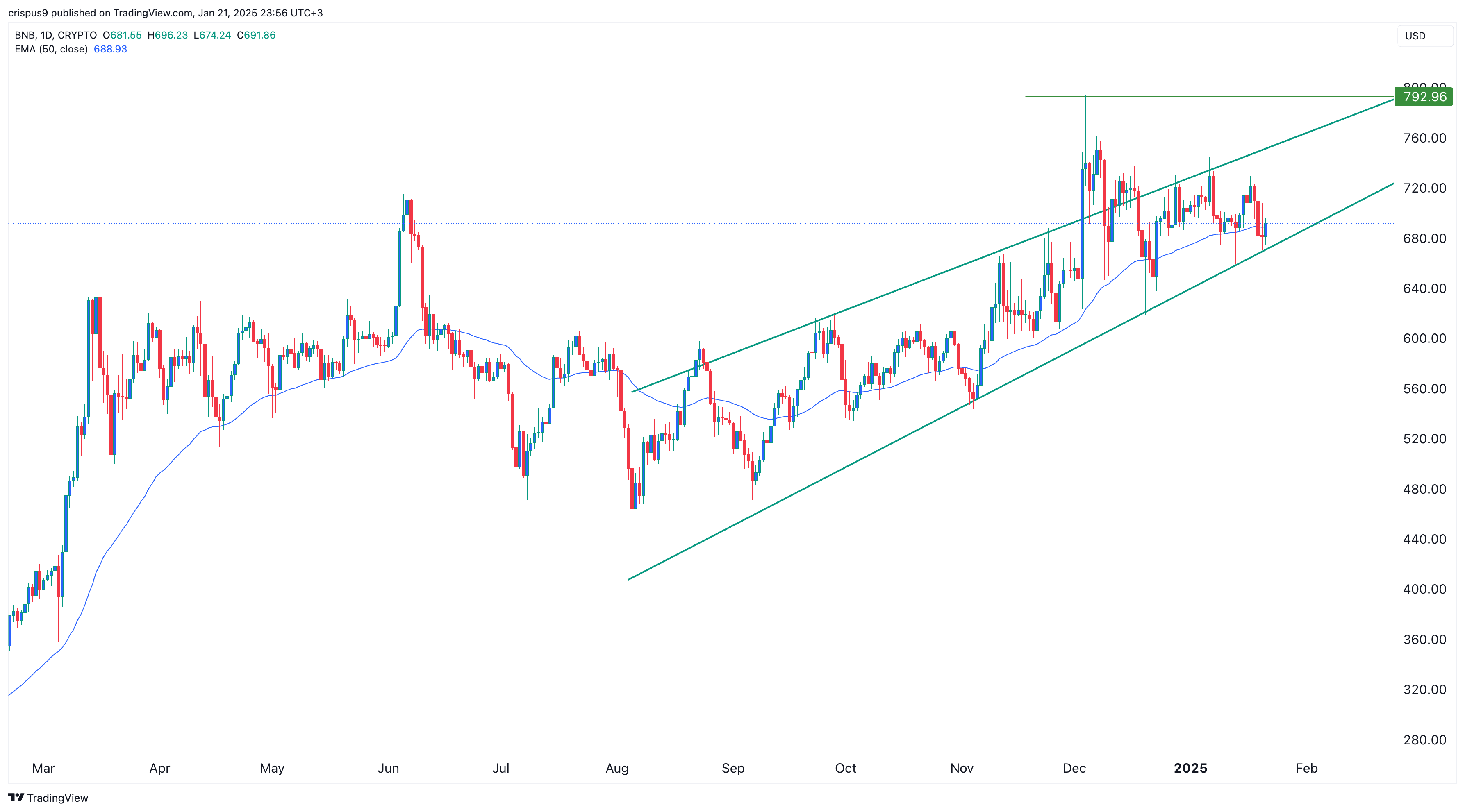 BNB Price 22.01.2025