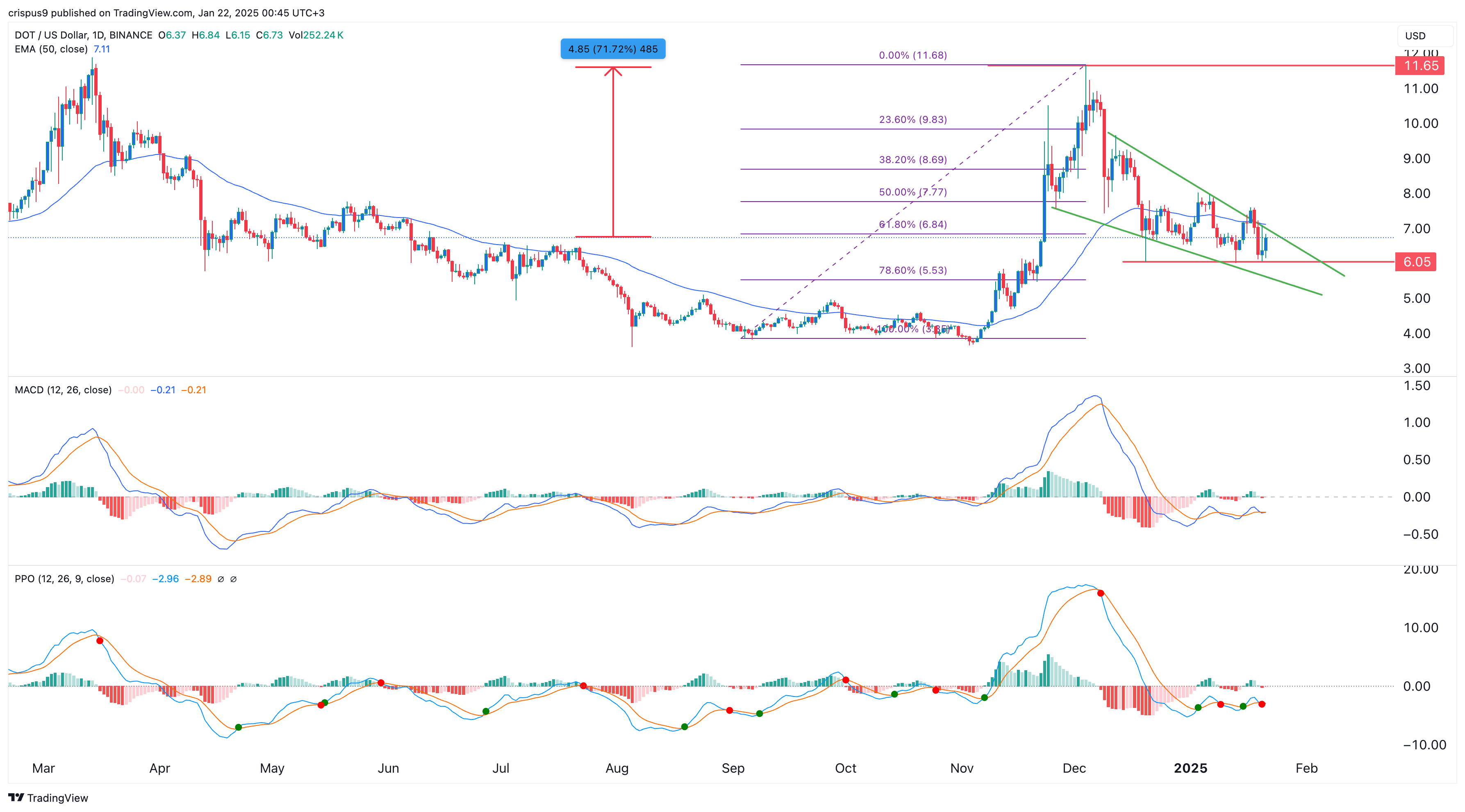 Polkadot price 22.01.2025