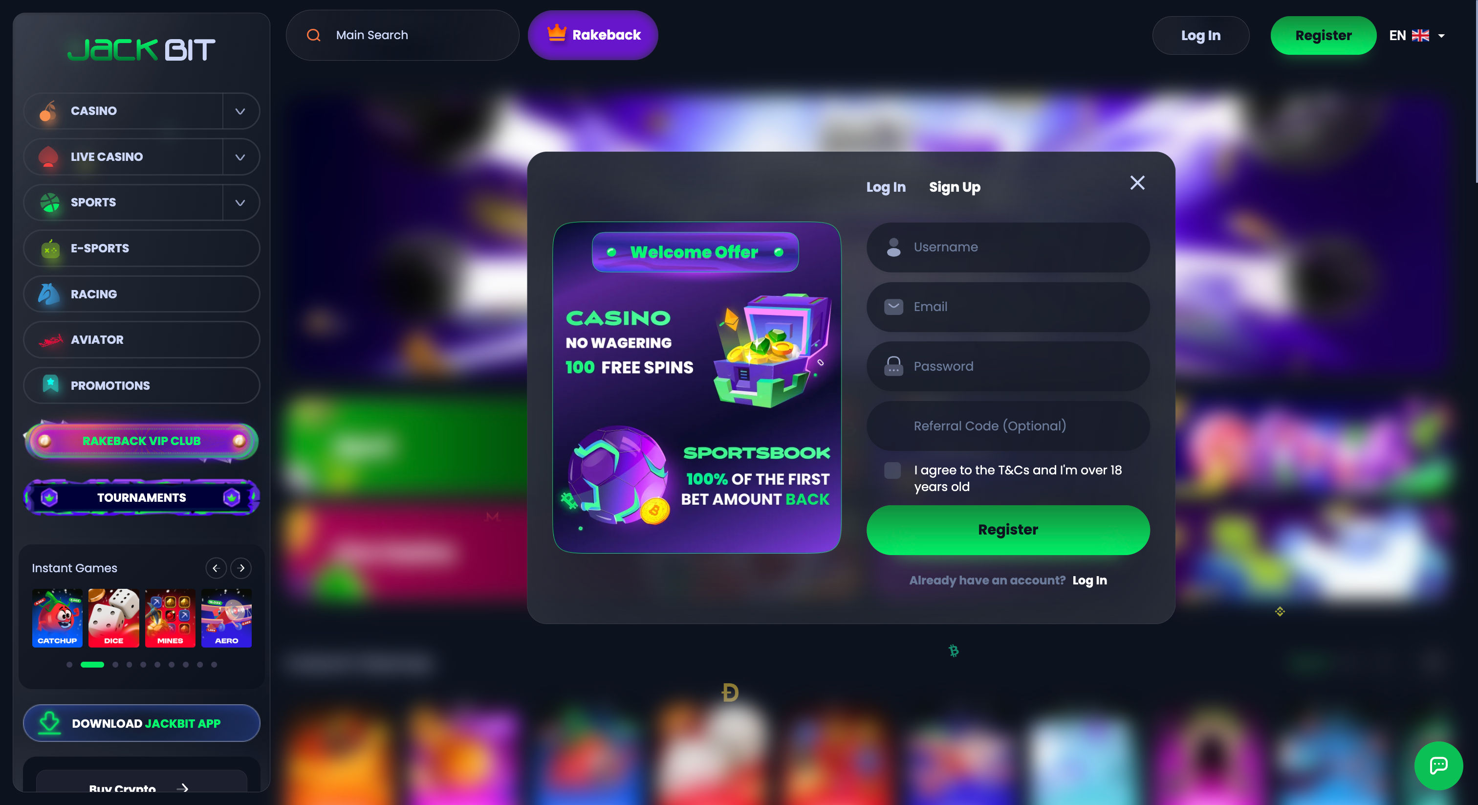 Jackbit Sign Up