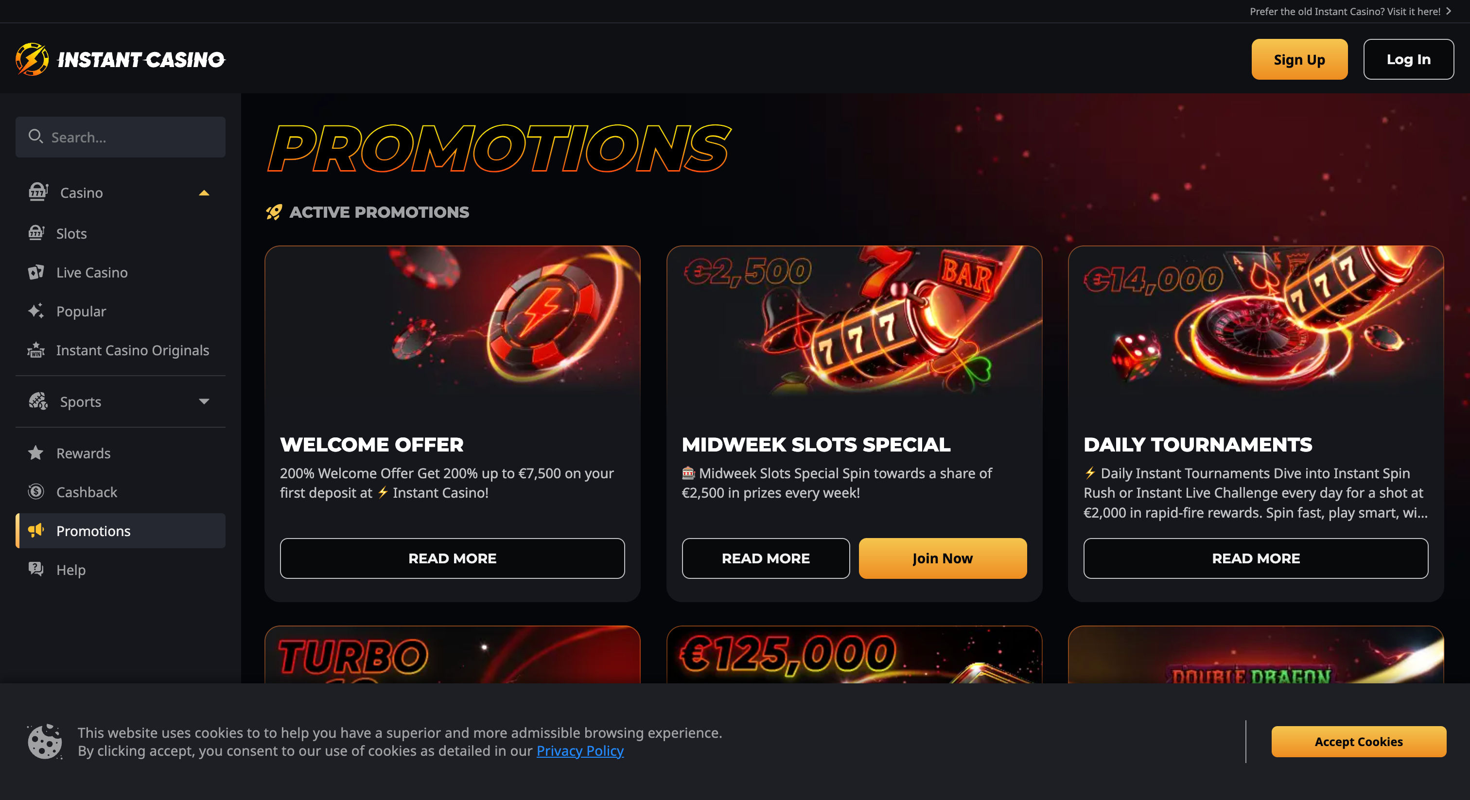 Instant casino welcome bonus